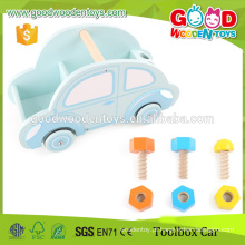 Atacado Kids Toy Mini Car Design Caixa de ferramentas de madeira bonito